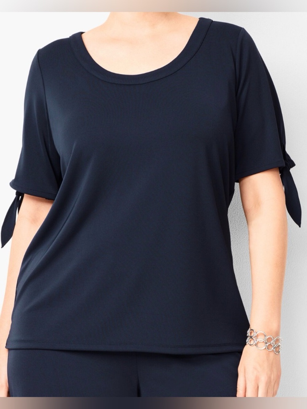 Michael Michael Kors Women’s Navy Blue Textured Tie Sleeve Blouse Size XL